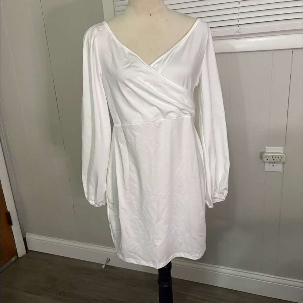 Fashion Nova White Long Sleeve Dress